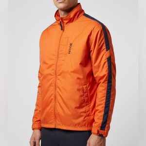 Nike Men's Orange & Navy Windbreaker Track Jacket Full Zip Athletic Coat Size L